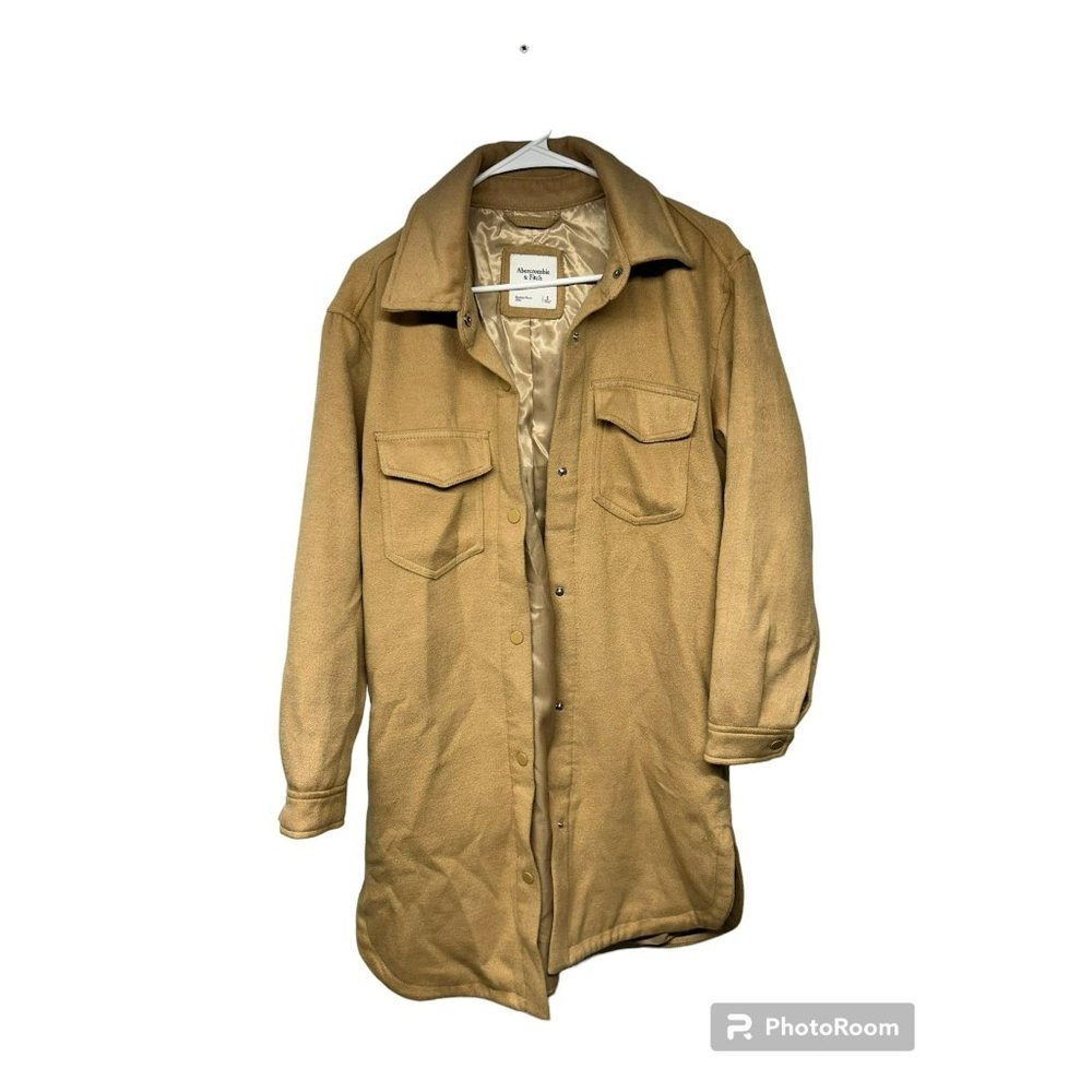 Abercrombie & Fitch Longline Tan Lined Shirt Jacket Small